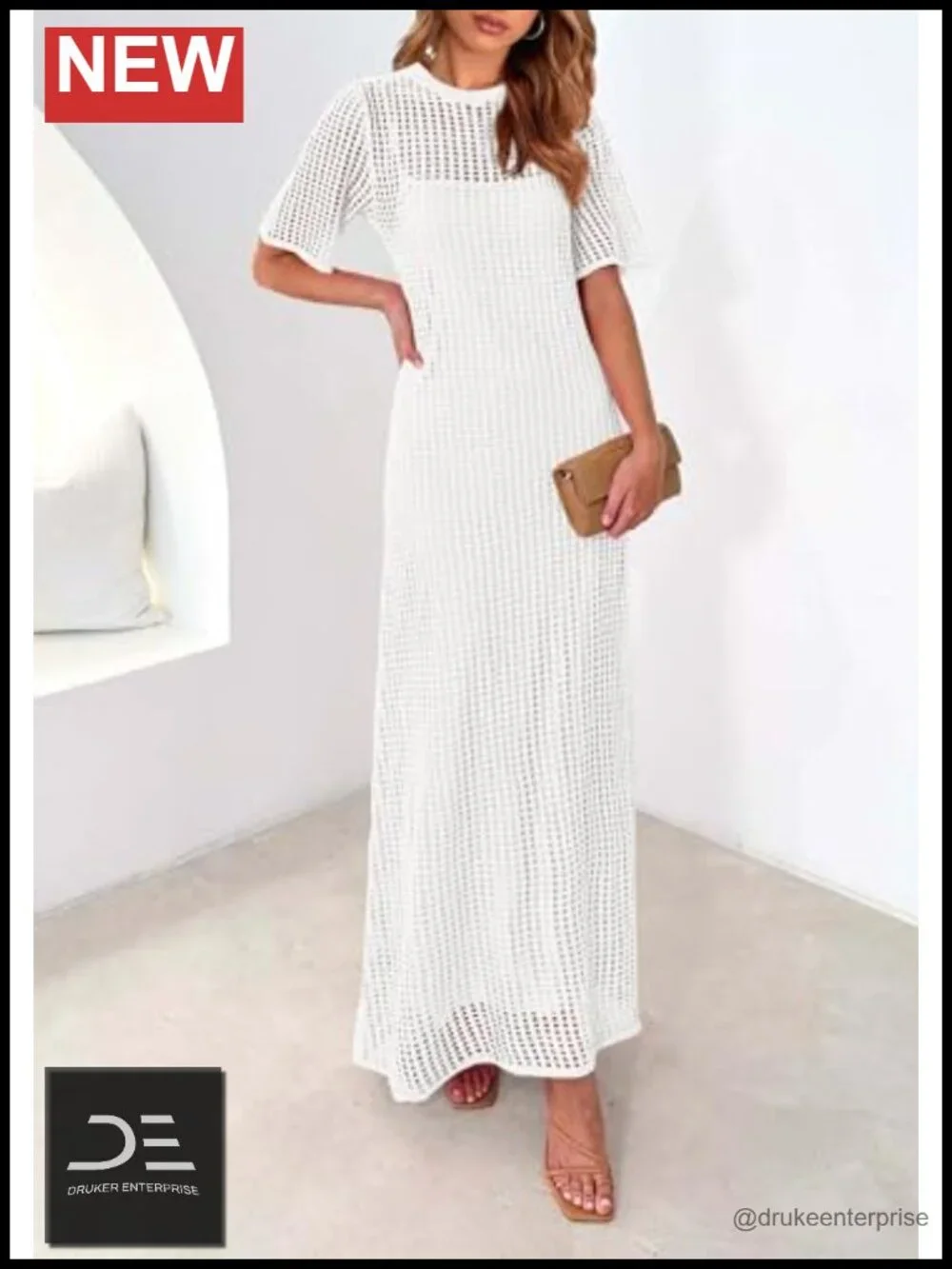 Two Piece Hollow Out Eyelet Maxi Cover Up Dress with Slip